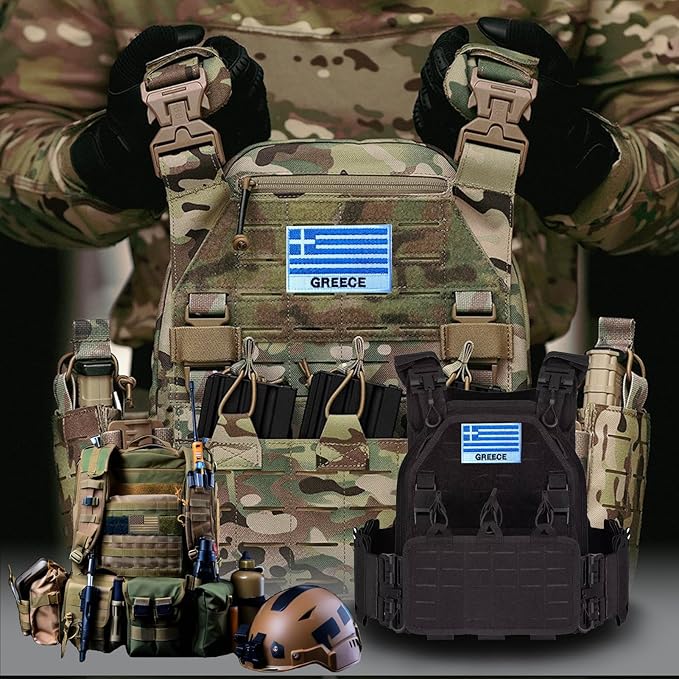 EmWoot 2PCS Greece Flag Patch Embroidered Morale Patch Military Tactical Patches Hook and Loop(Greece 02)
