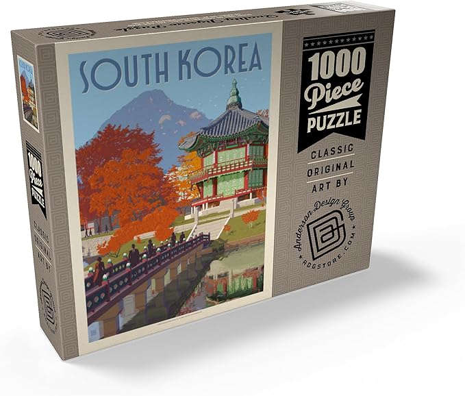 MyPuzzle South Korea, Seoul: Gyeongbokgung Palace, Vintage Poster - Premium 1000 Piece Jigsaw Puzzle for Adults
