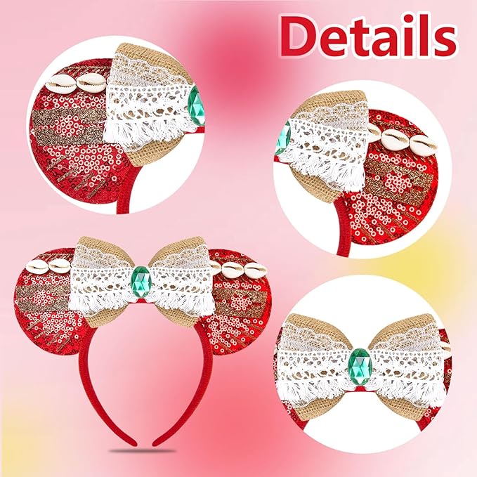 HAMUTH Mouse Ears, Birthday Decorations Hairs Accessories Headband for Women Girls Adult,Mouse Ears Headband for Party Trip Parks Cosplay Costume Decorations