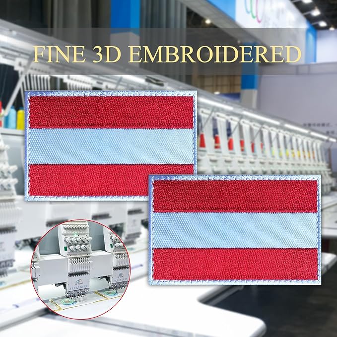 EmWoot 2PCS Austria Flag Patch Embroidered Morale Patch Military Tactical Patches Hook and Loop