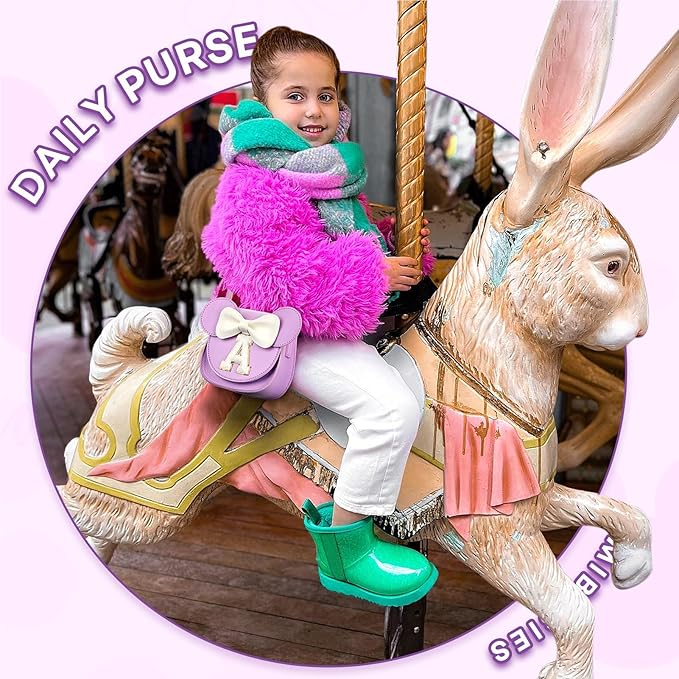 mibasies Toddler Purse Girl Gifts: Girls Birthday Gifts for 3-8 - Toys for Ages 2-4 Girls Mouse Ears Purse, Purple, Letter J