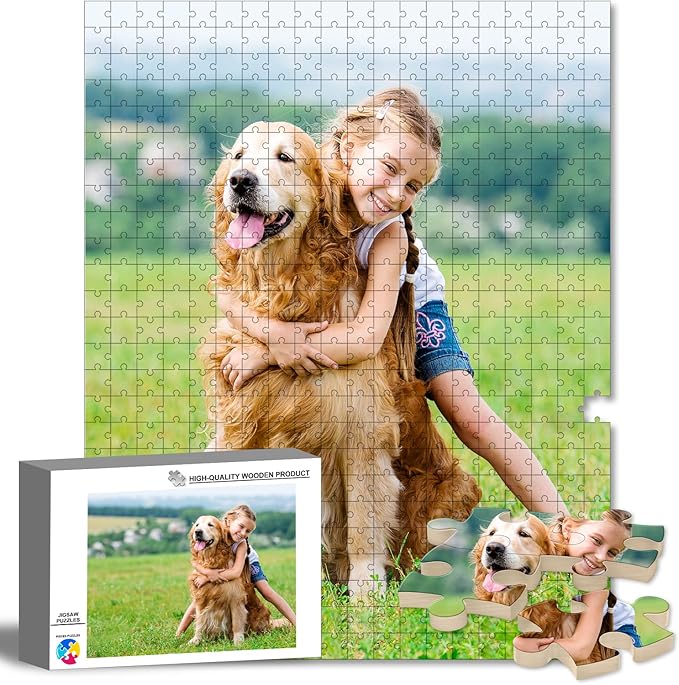 Custom Puzzle from Photos, Personalized Photo Puzzle 500/1000/1500 Pieces with Picture and Text, Personalized Gifts for Couple Family Wedding Kids Pet (500 PCS-Vertical)