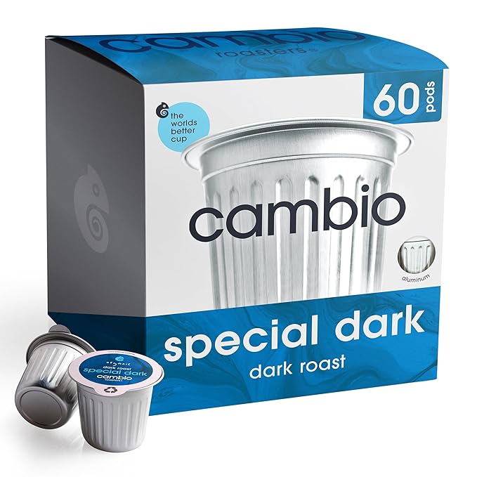 Cambio Roasters Premium Dark Roast Keurig Organic Coffee K Cups, Only Aluminum Keurig Coffee Pods with Organic Beans, More Flavor & Longer Lasting Freshness, Bold & Smooth Dark Roast Pods, 60 count