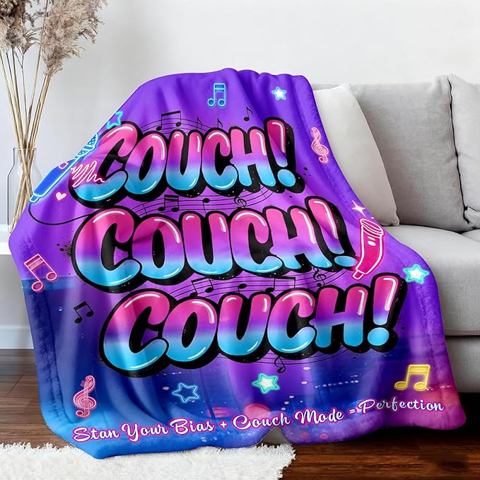 Kpop Couch! Couch! Couch! Gifts Blanket - Ultra-Soft Plush Throw Blanket for Adult, Teen Girls, Music Gifts for Women Friends K-Pop Lovers Merch Stuff, Christmas Birthday Gifts (Purple, 80''x60'')