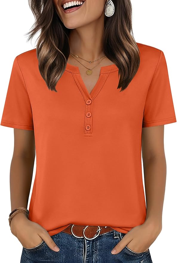 Zeagoo Womens Summer Tops V Neck Short Sleeve Shirts Dressy Casual Blouse Spring Vacation Tshirts Clothes