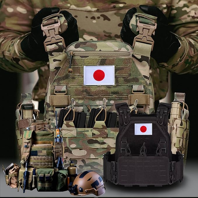 EmWoot 2PCS Japan Flag Patch Embroidered Morale Patch Military Tactical Patches Hook and Loop