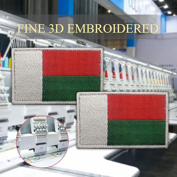 EmWoot 2PCS Madagascar Flag Patch Embroidered Morale Patch Military Tactical Patches Hook and Loop