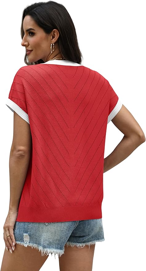 WIHOLL Short Sleeve Sweater for Women Summer Tops 2026 Business Casual Outfits Beach Vacation Clothes