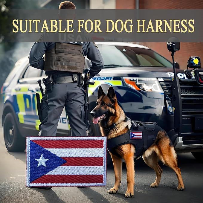 EmWoot 2PCS Puerto Rico Flag Patch Embroidered Morale Patch Military Tactical Patches Hook and Loop(Red)
