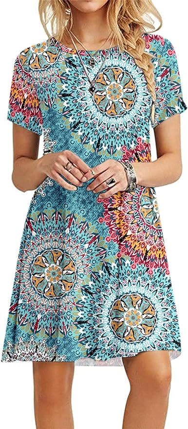MOLERANI Women's Casual Plain Simple T-Shirt Loose Dress