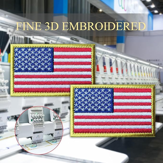 EmWoot 2PCS America US Flag Patch Embroidered Morale Patch Military Tactical Patches Hook and Loop