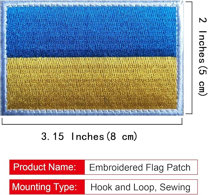 EmWoot 2PCS Ukraine Ukrainian Flag Patch Embroidered Morale Patch Hook and Loop(White Border)