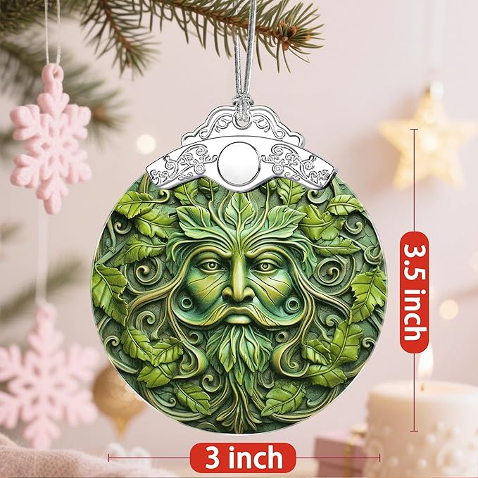 Christmas Ornaments: Stained Glass Ornament, Christmas Tree Ornament, Hanging Ornaments for Home Decor & Xmas Tree Decorations – Exquisite Holiday Decor, Gifts & Holiday Present - Green Face