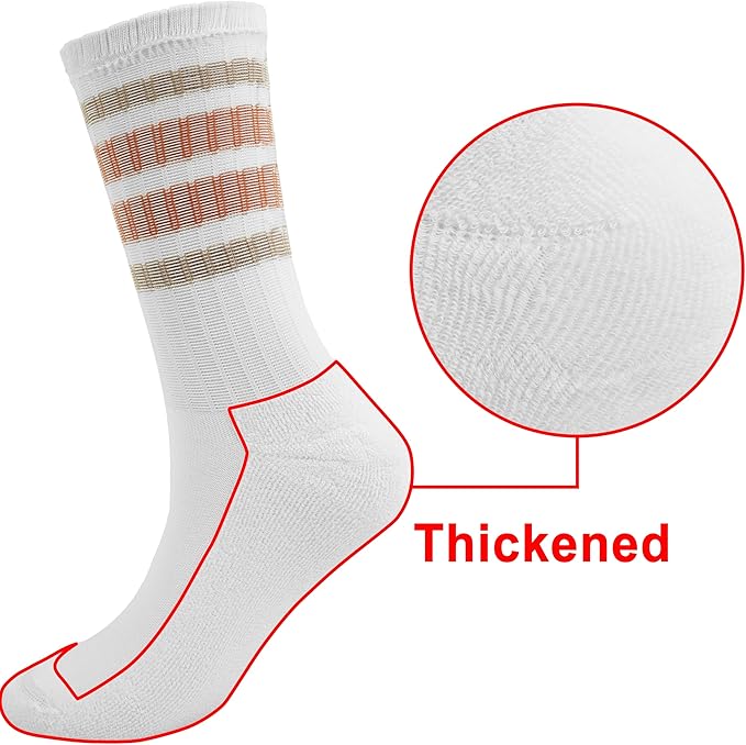 BomKinta Striped Crew Socks Women - Retro Novelty Socks - Stretchy Casual Athletic Cotton Sock Size 5-11