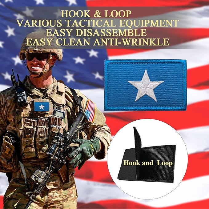 EmWoot 2PCS Somalia Flag Patch Embroidered Morale Patch Military Tactical Patches Hook and Loop