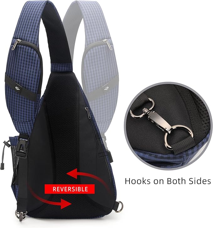 TurnWay Water-Proof Sling bag/Crossbody Backpack/Shoulder Bag with USB Charging Port for Travel, Hiking, Cycling, Camping