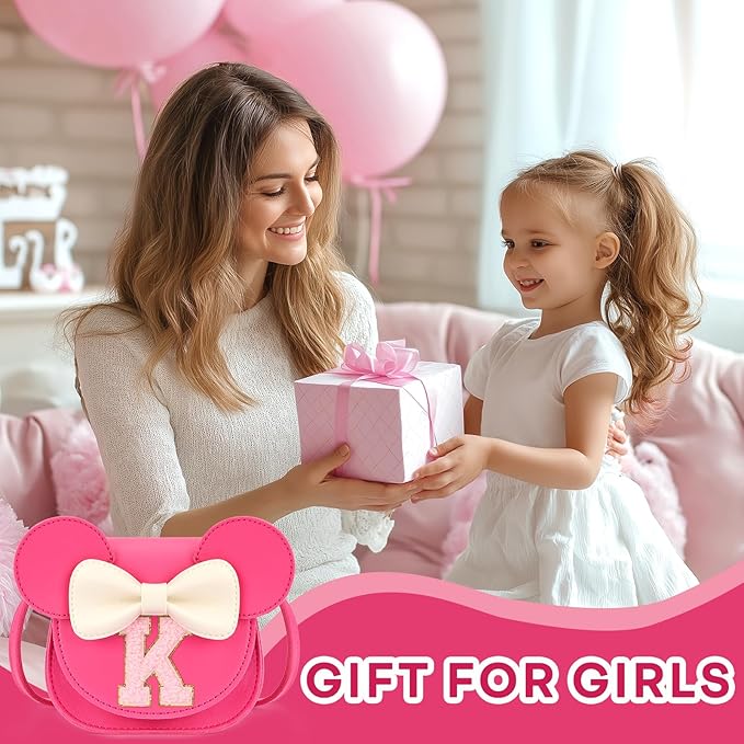 mibasies Toddler Purse Girl Gifts: Girls Birthday Gifts for 3-8 - Toys for Ages 2-4 Girls Mouse Ears Purse, Hot Pink, Letter K