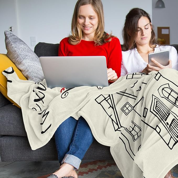 Unique Gifts for Best Friend Women/Men, I Wish You Lived Next Door Blanket, Bestie Coworkers BFF Friendship Birthday Gift for Women Soft Throw 50" x 60"