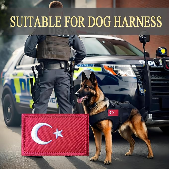EmWoot 2PCS Turkey Türkiye Flag Patch Embroidered Morale Patch Military Tactical Patches Hook and Loop