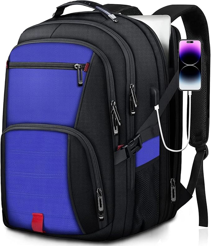 ANTERK Travel Laptop Backpack, 18.4 Inch Laptop Backpacks for Men Women with USB Port, 55L Anti Theft Water Resistant College Bussiness TSA Airline Approved Work Computer Backpack, Dark Blue