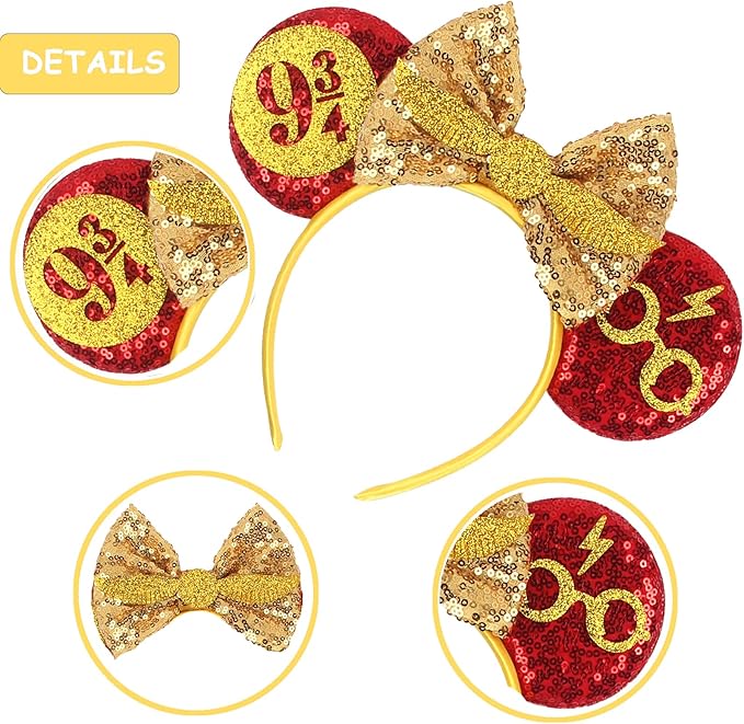 Sequin Mouse Ears Headbands for Women Girls Boys, Glitter Bows Headband for Kids Adults Birthday Party Costume Halloween
