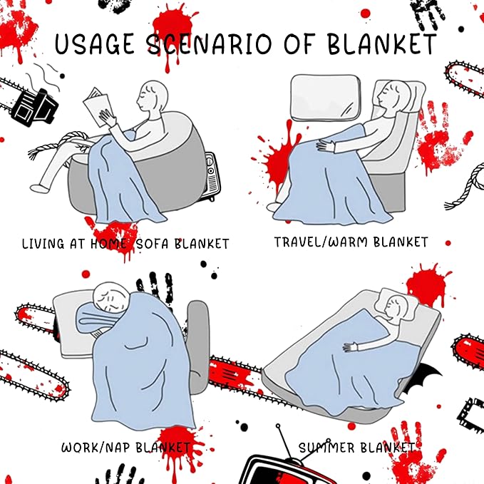 Loxezom Horror Movie Gifts Blanket 60" X 50", Halloween Christmas Birthday Gifts for Horror Movie Lovers, Scream Blanket/Merch/Birthday Party Decorations, Scary Movie Blanket
