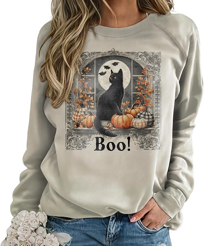 domirica Halloween Sweatshirt For Women Long Sleeve Crew Neck Sweatshirts Fall Halloween Costumes For Holiday Party 2025