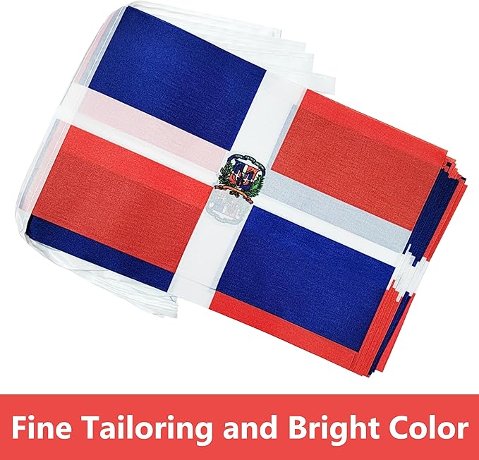 Yamiuo 100 Feet Dominica String Flag, 76 Pcs Dominican Banner Flag, Small Mini World Banner Flags for Sports Events, Bars Decorations, School Festivals, Party Decorations, Celebrations (Dominica)