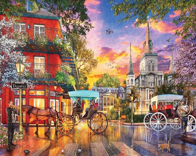 White Mountain 1000 Piece Jigsaw Puzzle Louisiana State Scenic Puzzles with Large Pieces for Adults and Family 24"x30" - Sunset in New Orleans