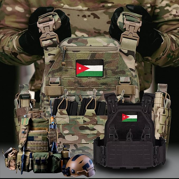 EmWoot 2PCS Jordan Flag Patch Embroidered Morale Patch Military Tactical Patches Hook and Loop