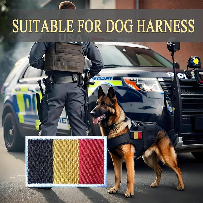 EmWoot 2PCS Belgium Flag Patch Embroidered Morale Patch Military Tactical Patches Hook and Loop