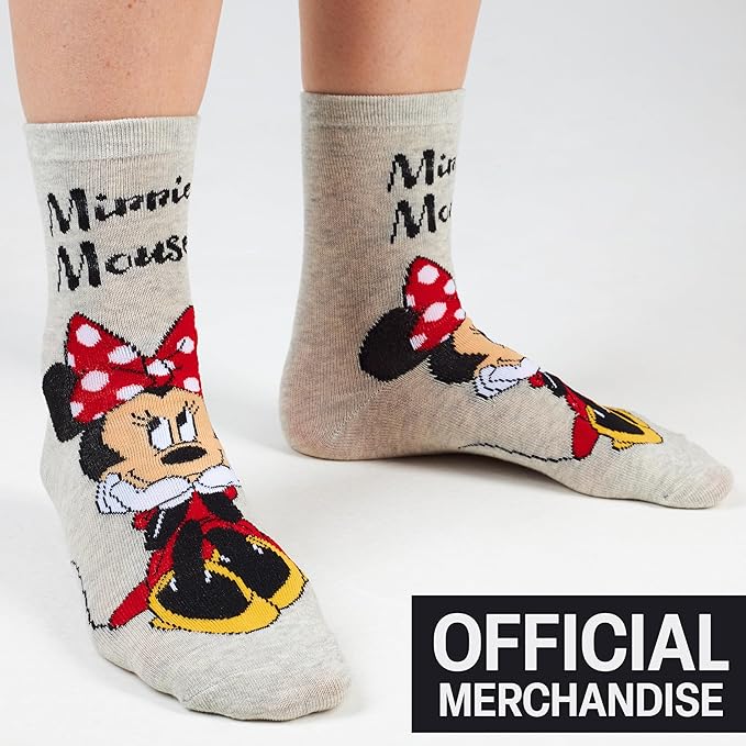 Disney Socks for Women, Teens, 5 Pack Soft Breathable Crew Character Socks for Lounging, Daily Wear, Funny Gifts for Women
