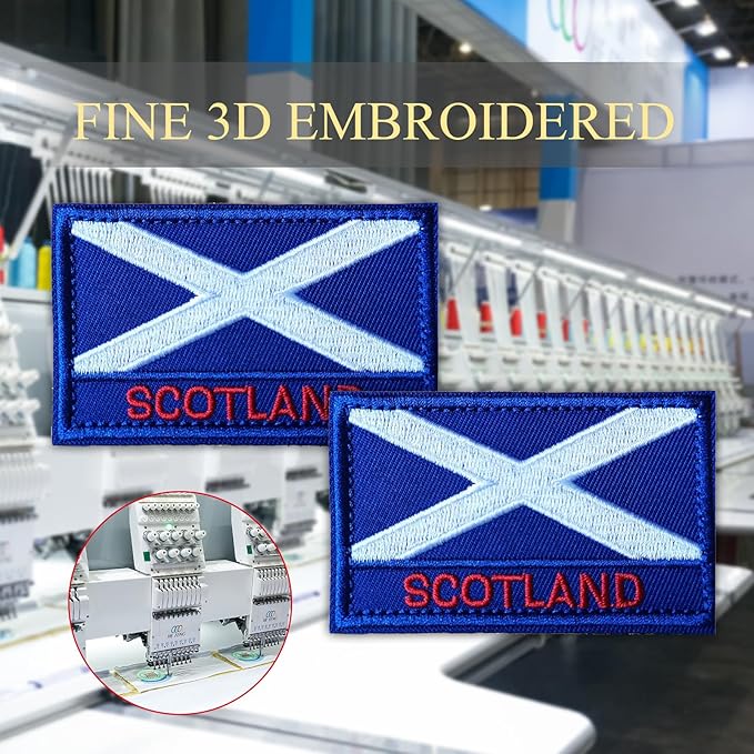 EmWoot 2PCS Scotland Flag Patch Embroidered Morale Patch Military Tactical Patches Hook and Loop