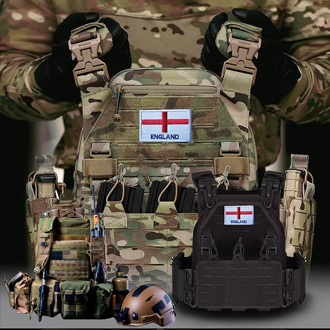 EmWoot 2PCS England Flag Patch Embroidered Morale Patch Military Tactical Patches Hook and Loop
