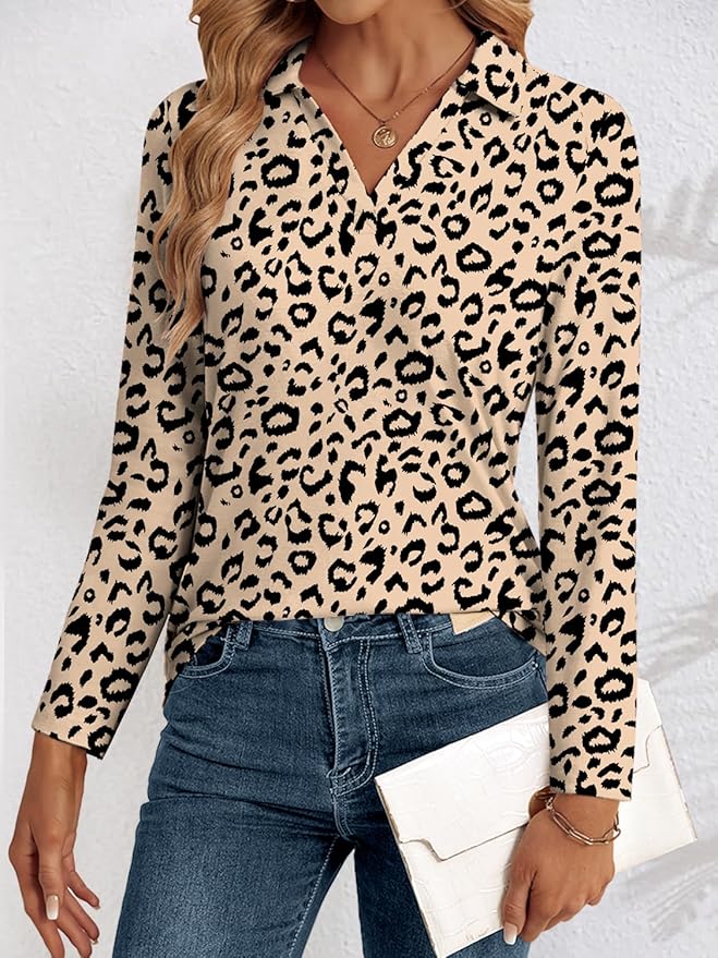 3/4 Length Sleeve Womens Tops Dressy Casual V Neck Polo Shirts Business Work Blouses 2025 Trendy Tunic Top
