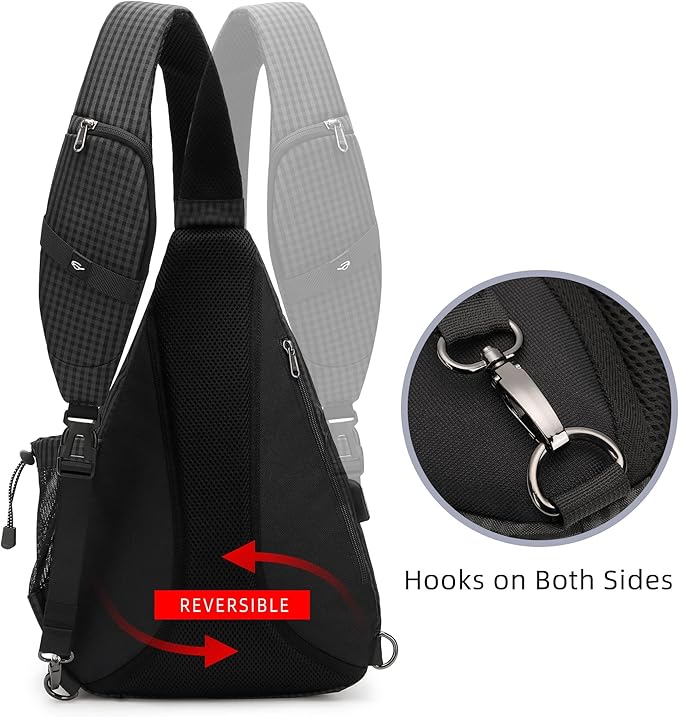 TurnWay Water-Proof Sling bag/Crossbody Backpack/Shoulder Bag with USB Charging Port for Travel, Hiking, Cycling, Camping