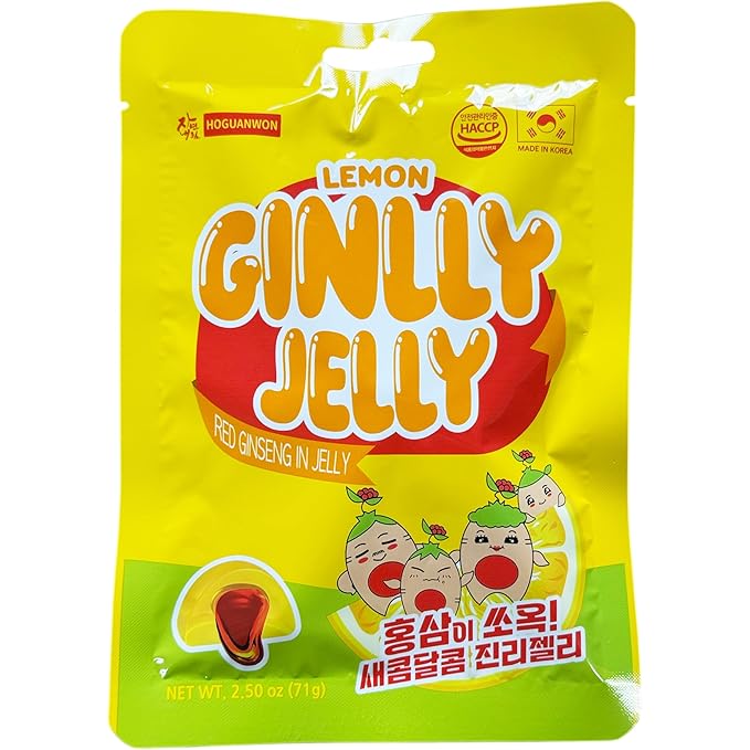 HOGUANWON Lemon Flavor Jelly, Korean Red Ginseng in Jelly, Protein 5.1g, 2.5oz Pack of 1