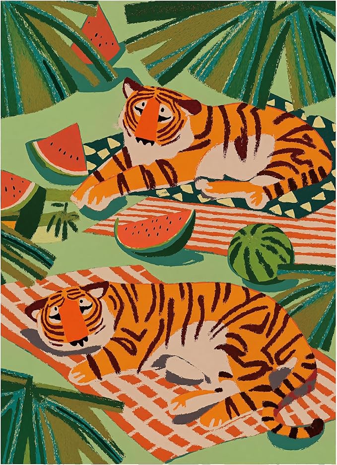 Graphinee Jigsaw Puzzles for Adults 1000 Pieces, Summer Tiger Puzzle, Colorful as Home Wall Decor for Family Challenging Games