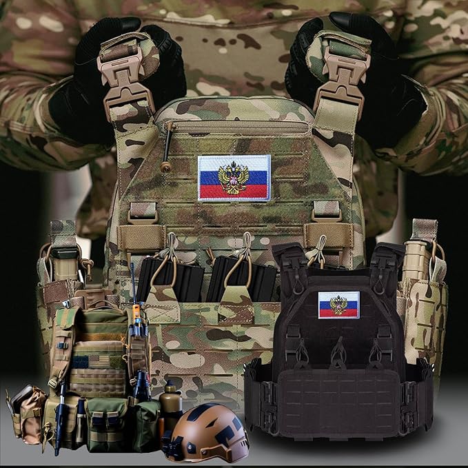 EmWoot 2PCS Russian Flag Emblem Patch Embroidered Morale Patch Military Tactical Patches Hook and Loop(Emblem)