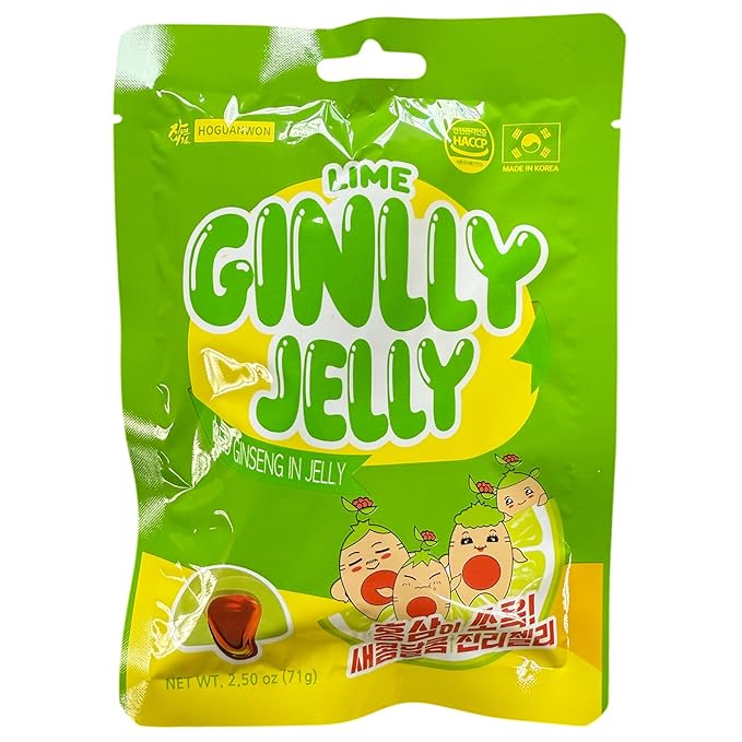 HOGUANWON Lime Flavor Jelly, Korean Red Ginseng in Jelly, Protein 3.8g, 2.5oz - Pack of 1