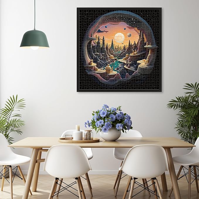 Naturelish 3D Visual Art Jigsaw Puzzles for Adults 1000 Pieces, Cave Alien Planet Landscape, Challenging Family Puzzle Puzzles, Great Gift Idea,Size 24x24 in
