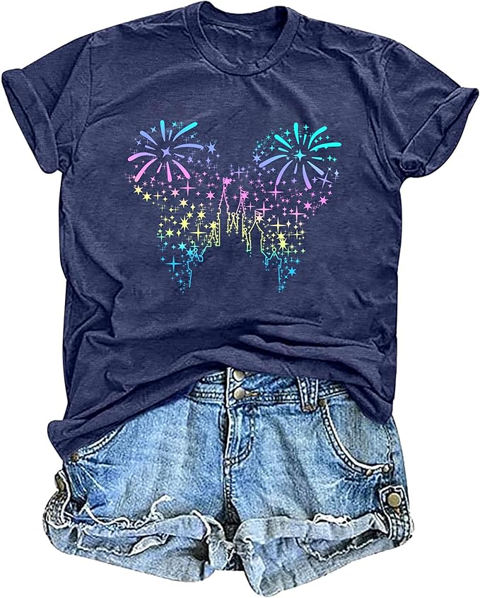 Magical Shirt for Women Magic Kingdom Tshirt Graphic Tee Family Vacation Short Sleeve Tops Summer Casual Tops