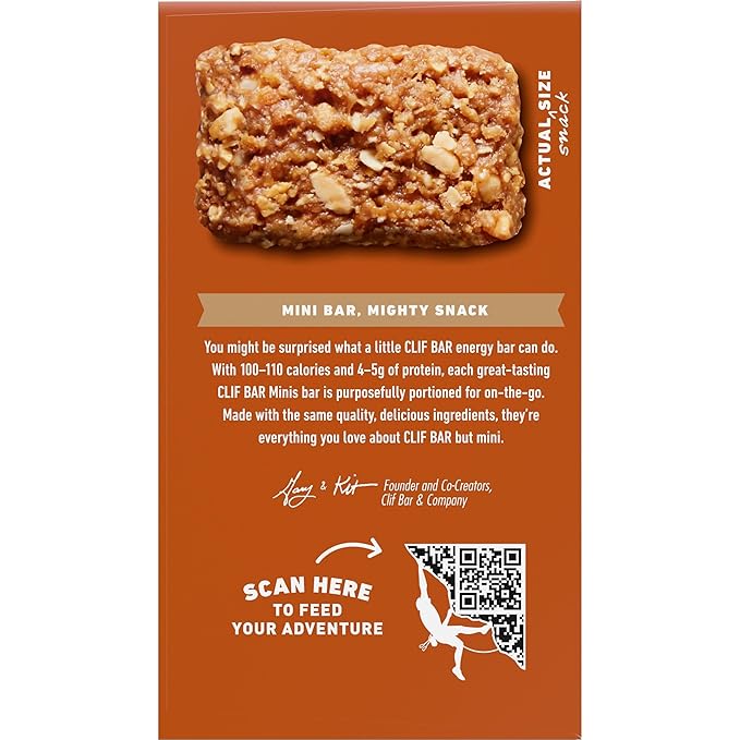 CLIF BAR Minis - Crunchy Peanut Butter - Made with Organic Oats - 5g Protein - Non-GMO - Plant Based - Snack-Size Energy Bars - 0.99 oz. (20 Pack)