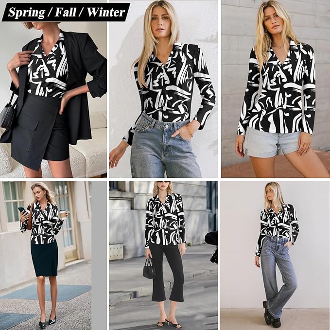 3/4 Length Sleeve Womens Tops Dressy Casual V Neck Polo Shirts Business Work Blouses 2025 Trendy Tunic Top