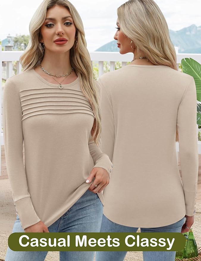 Blouses for Women Dressy Casual Long Sleeve Fall Fashion Tops Trendy Outfits for Work Office Shirts Thicker Clothes