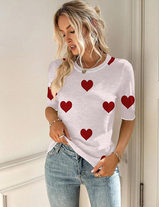 Zeagoo Women Short Sleeve Sweater Summer Crew Neck Dressy Casual Soft Knit Pullover Tops Trendy