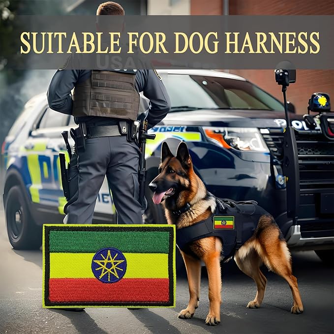 EmWoot 2PCS Ethiopia Flag Patch Embroidered Morale Patch Military Tactical Patches Hook and Loop
