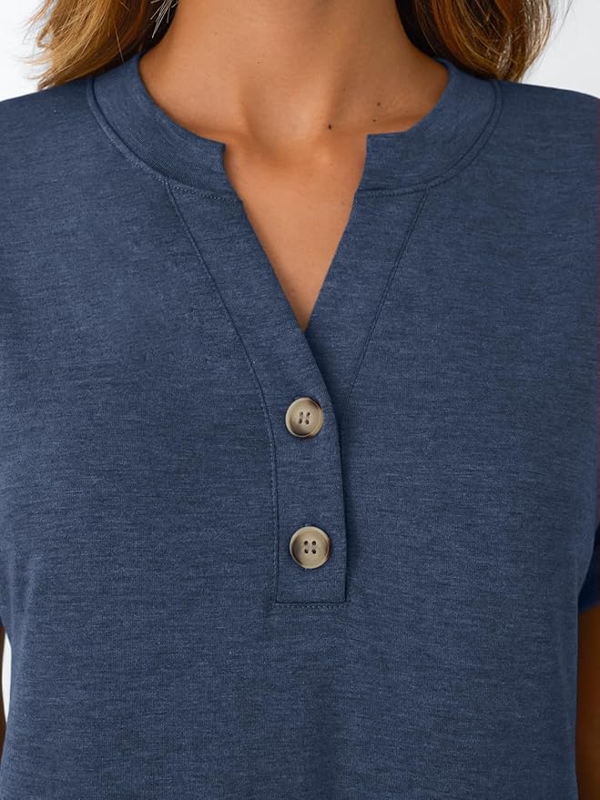 AUTOMET Women's Short Sleeve Shirts Henley Dressy Casual Summer Tops 2026 Spring Fashion Trendy Cute T-Shirts