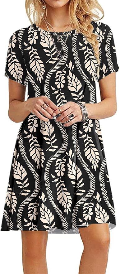 MOLERANI Women's Casual Plain Simple T-Shirt Loose Dress