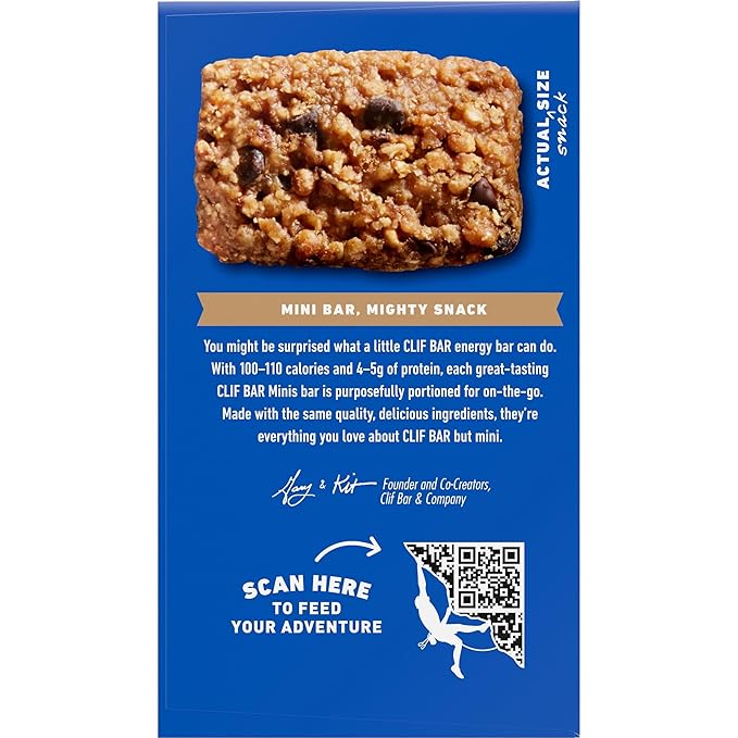 CLIF BAR Minis - Chocolate Chip - Made with Organic Oats - 4g Protein - Non-GMO - Plant Based - Snack-Size Energy Bars - 0.99 oz. (20 Pack)